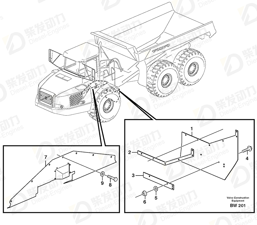 VOLVO Wheel housing plate 11191352 Drawing