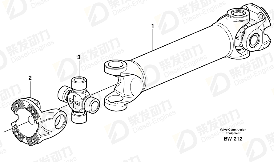 VOLVO Propeller shaft 11113251 Drawing VOLVO Propeller shaft 11113251 Drawing