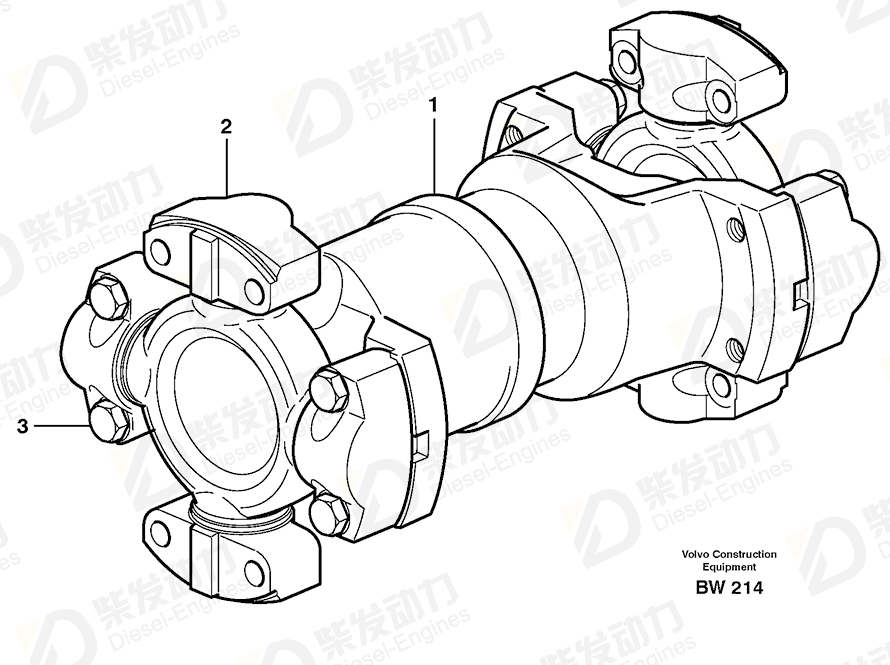 VOLVO Propeller shaft 11116170 Drawing VOLVO Propeller shaft 11116170 Drawing