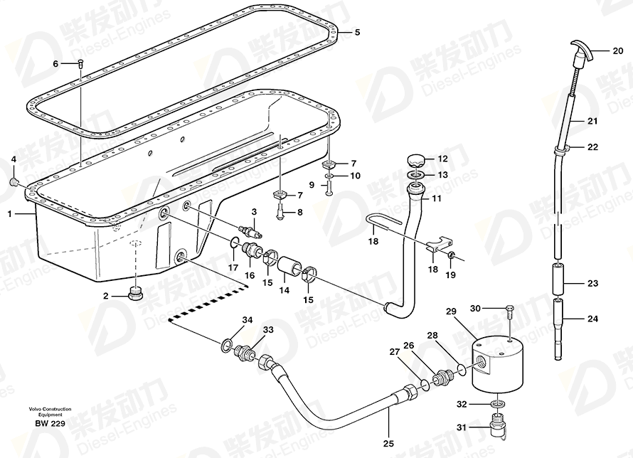 VOLVO Oil filler pipe 11162563 Drawing VOLVO Oil filler pipe 11162563 Drawing