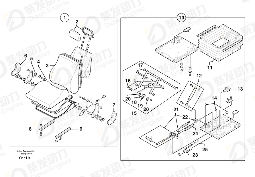 VOLVO Seat spring suspension 11802532 Drawing VOLVO Seat spring suspension 11802532 Drawing