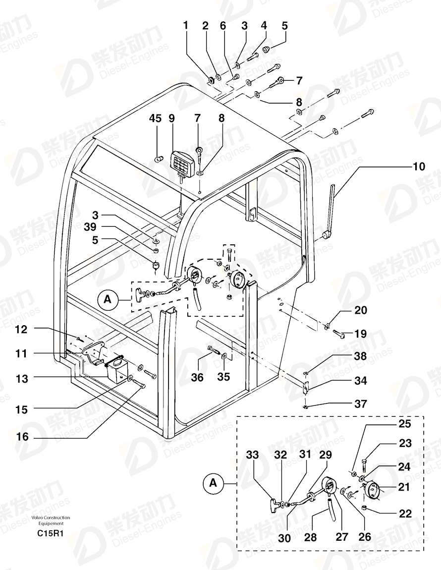 VOLVO Hand lever 7415610 Drawing