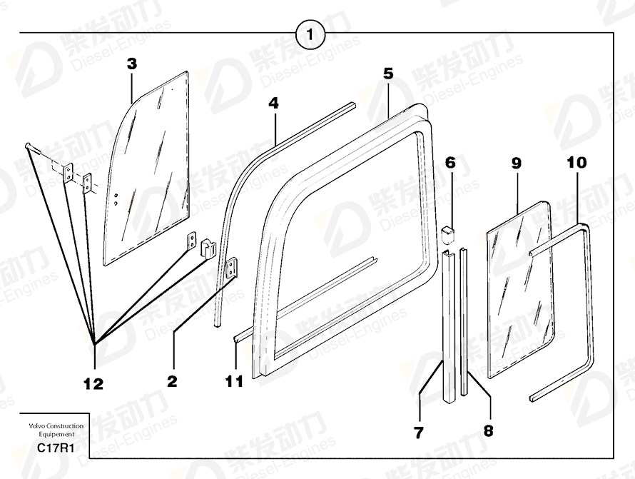 VOLVO Tinted glass 7415617 Drawing VOLVO Tinted glass 7415617 Drawing