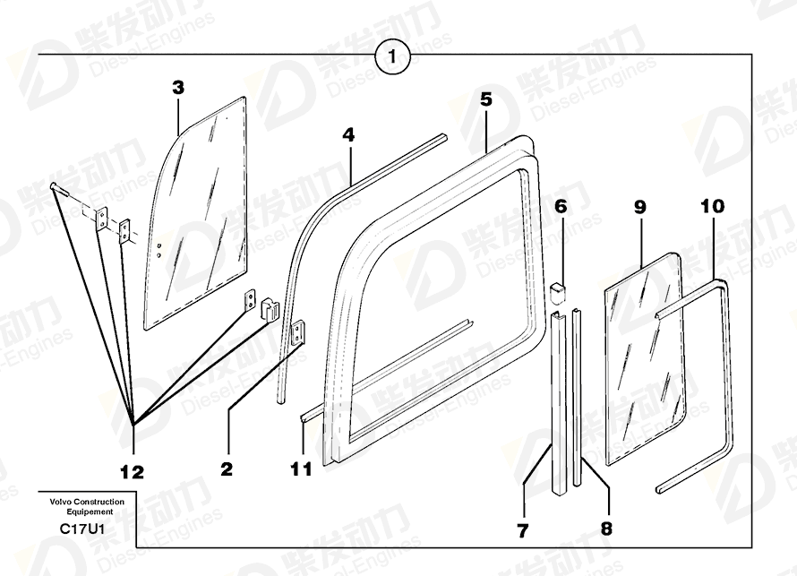 VOLVO Sealing moulding 11715866 Drawing VOLVO Sealing moulding 11715866 Drawing