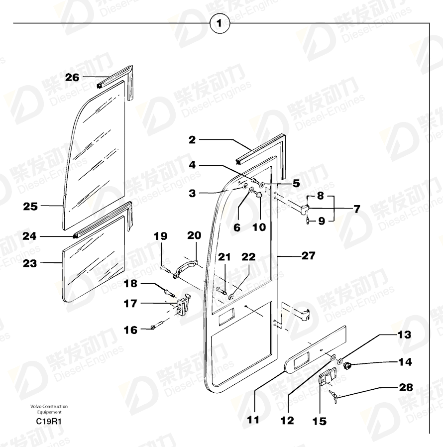 VOLVO Sealing moulding 7412107 Drawing