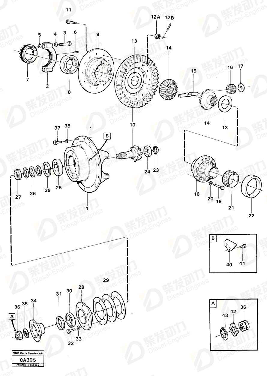 VOLVO Roller bearing 7011096 Drawing VOLVO Roller bearing 7011096 Drawing