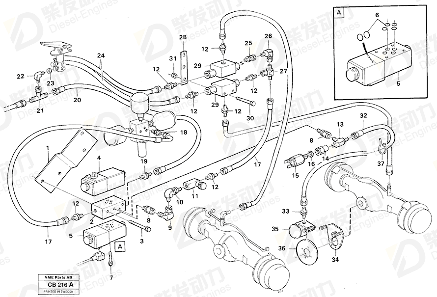 VOLVO Hose assembly 931154 Drawing