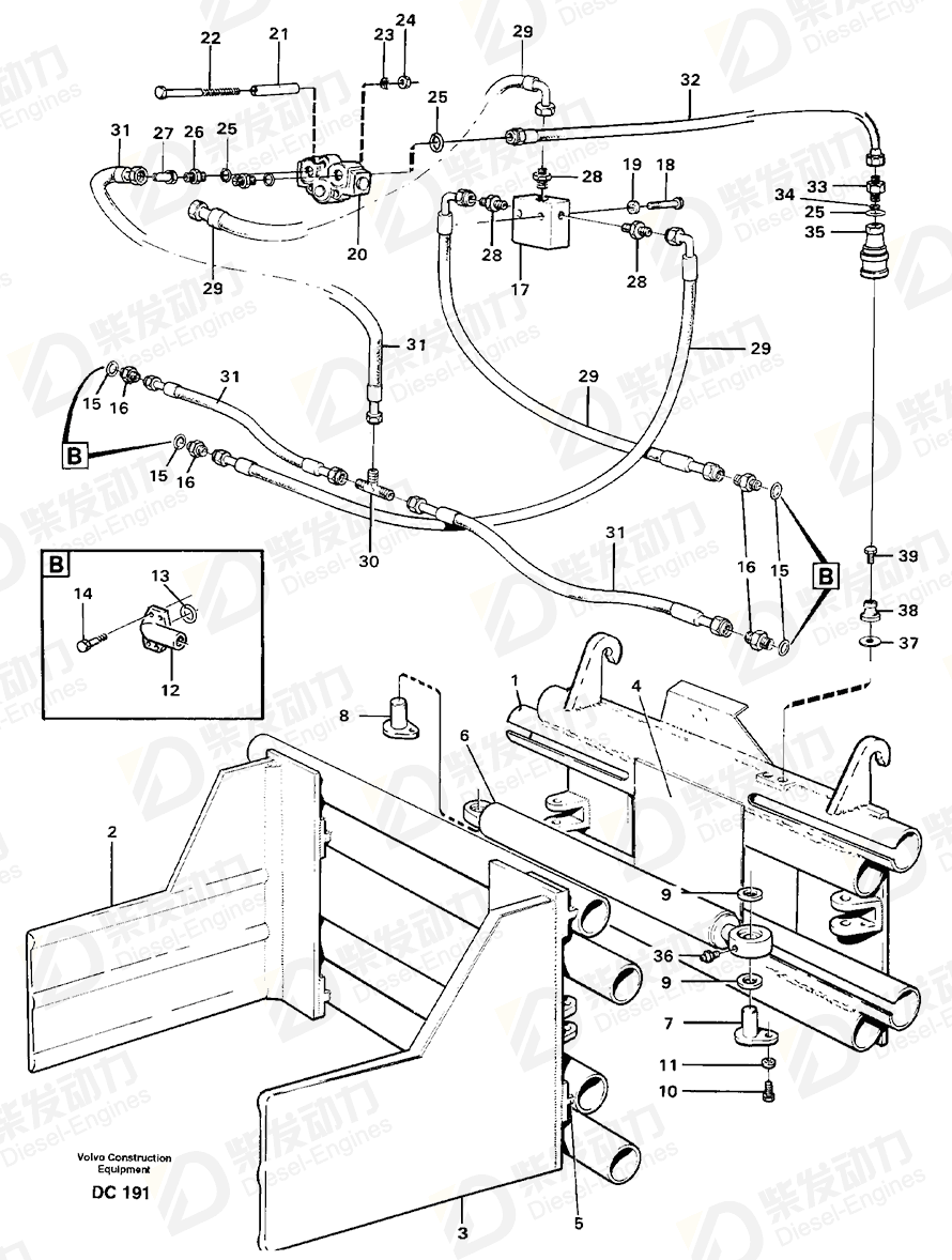 VOLVO Hose assembly 931621 Drawing