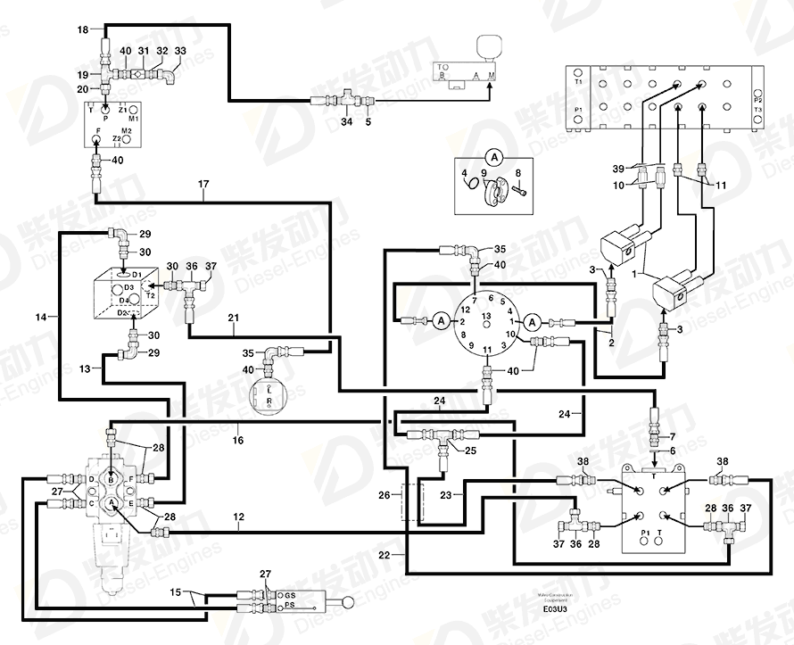 VOLVO High pressure hose 4194043 Drawing