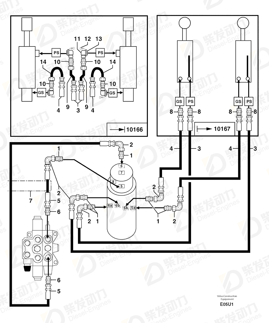 VOLVO High pressure hose 4190449 Drawing