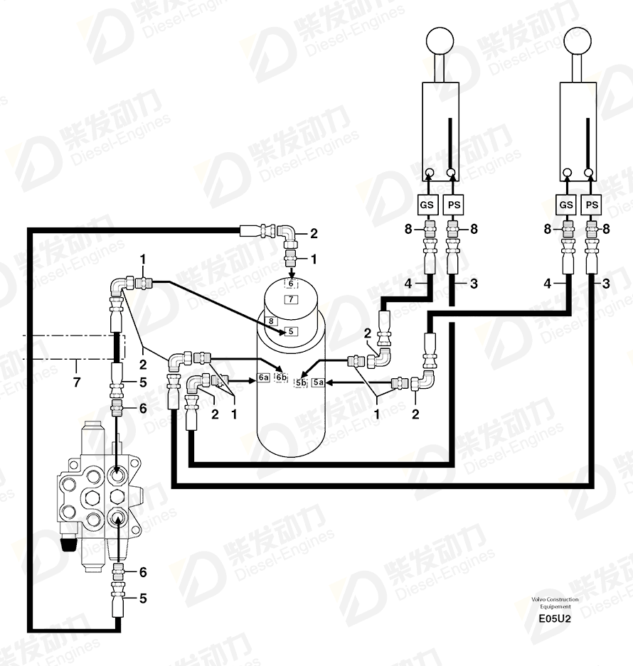 VOLVO High pressure hose 4190450 Drawing VOLVO High pressure hose 4190450 Drawing