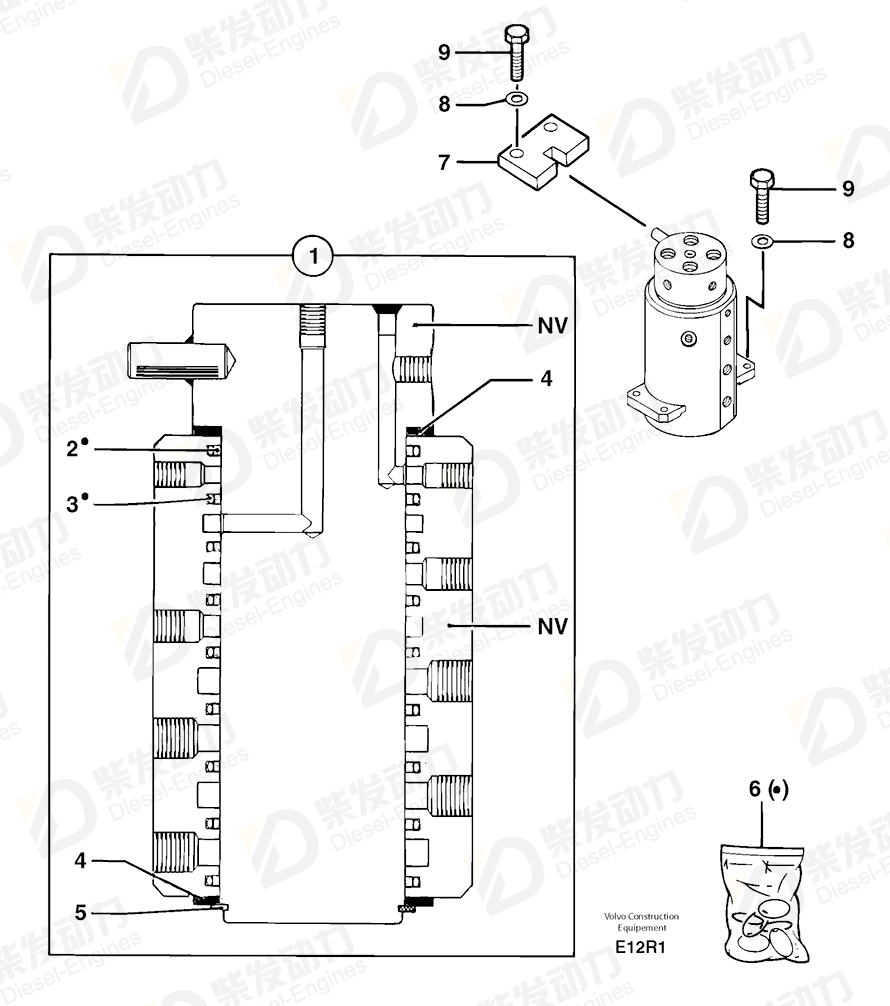 VOLVO Swivel joint 4900016 Drawing