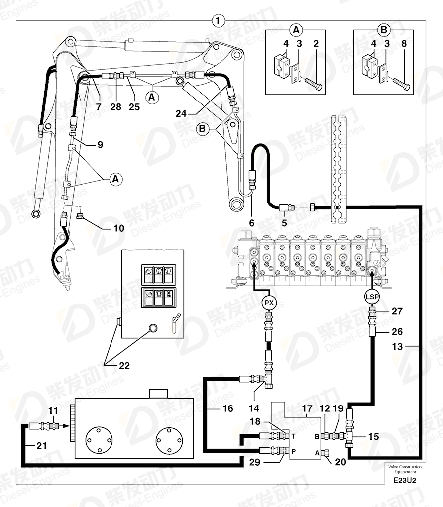 VOLVO High pressure hose 4193087 Drawing VOLVO High pressure hose 4193087 Drawing