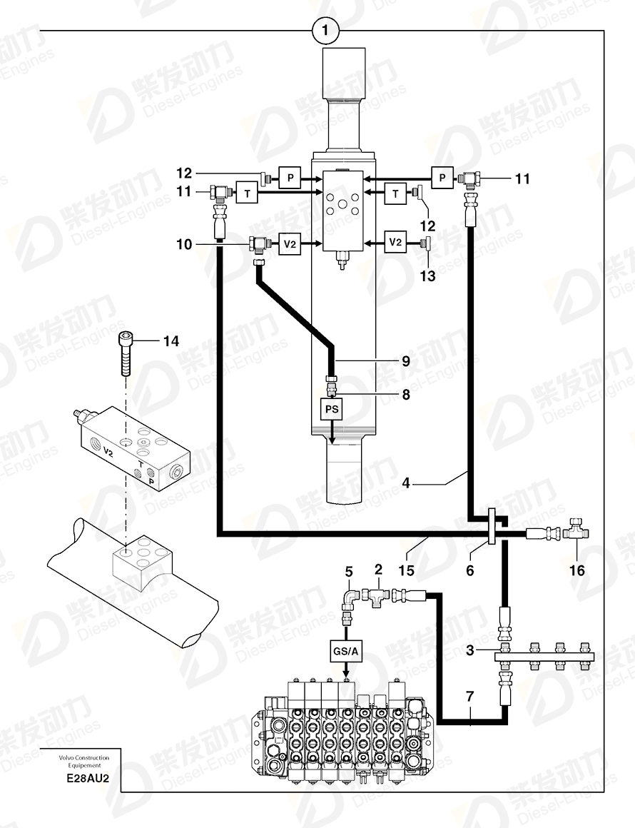 VOLVO High pressure hose 4192545 Drawing