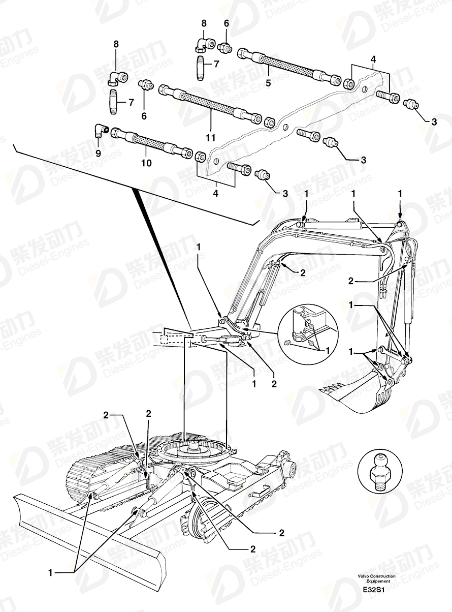 VOLVO Hose 7450198 Drawing