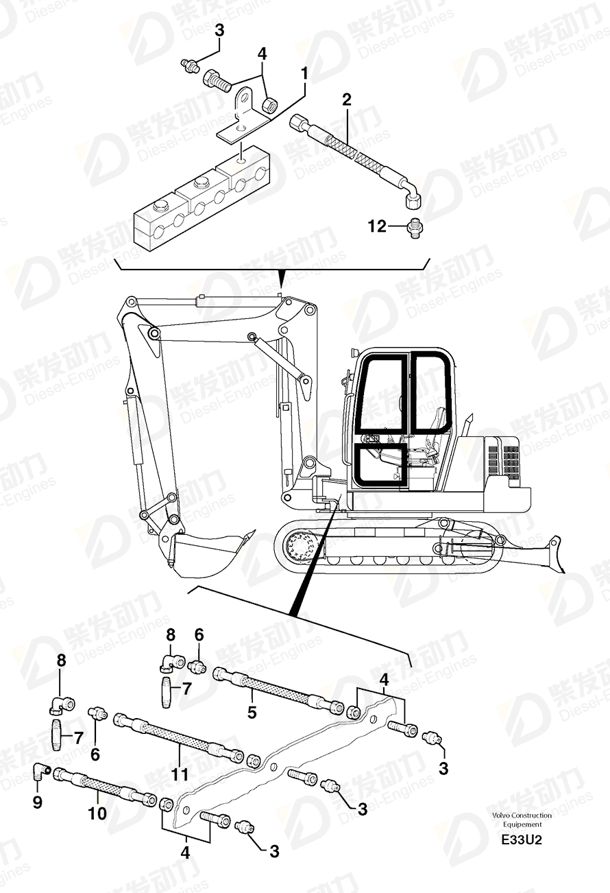 VOLVO Hose 4190186 Drawing