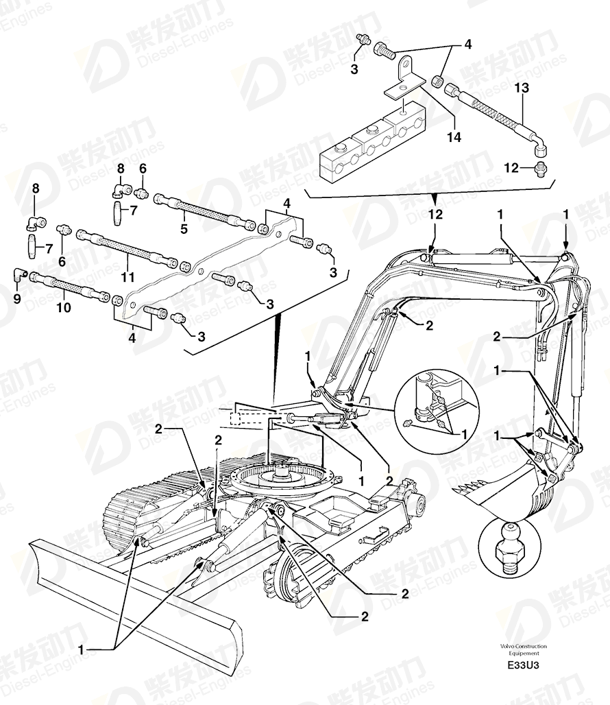 VOLVO Hose assembly 11803609 Drawing VOLVO Hose assembly 11803609 Drawing