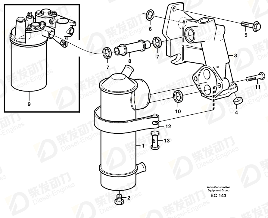 VOLVO Oil feed pipe 471602 Drawing VOLVO Oil feed pipe 471602 Drawing