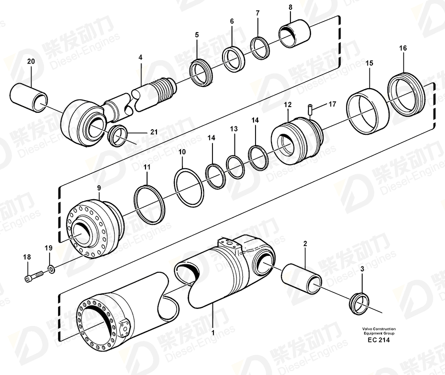 VOLVO Piston rod seal 11088174 Drawing