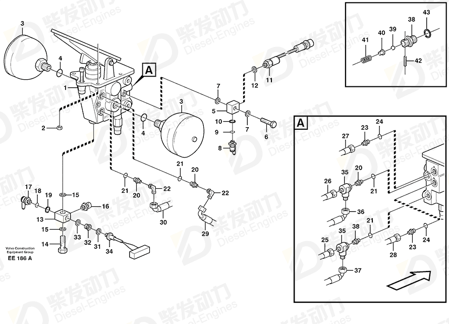 VOLVO Hose assembly 932637 Drawing