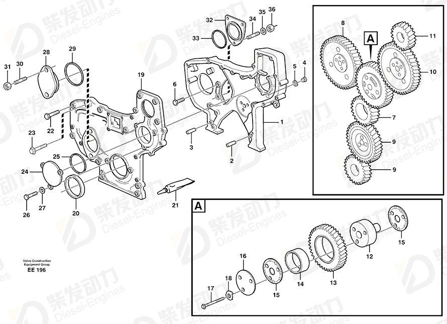 VOLVO Tmg gear cover 8192589 Drawing VOLVO Tmg gear cover 8192589 Drawing