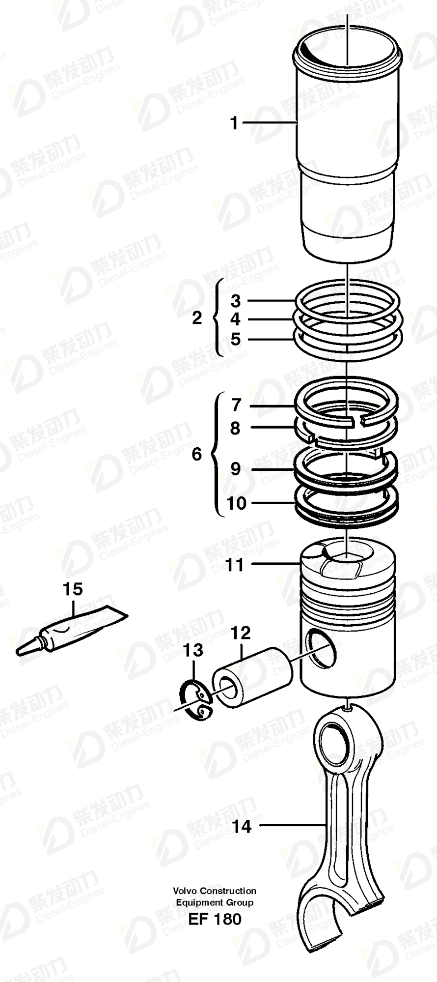 VOLVO Piston ring kit 276197 Drawing VOLVO Piston ring kit 276197 Drawing