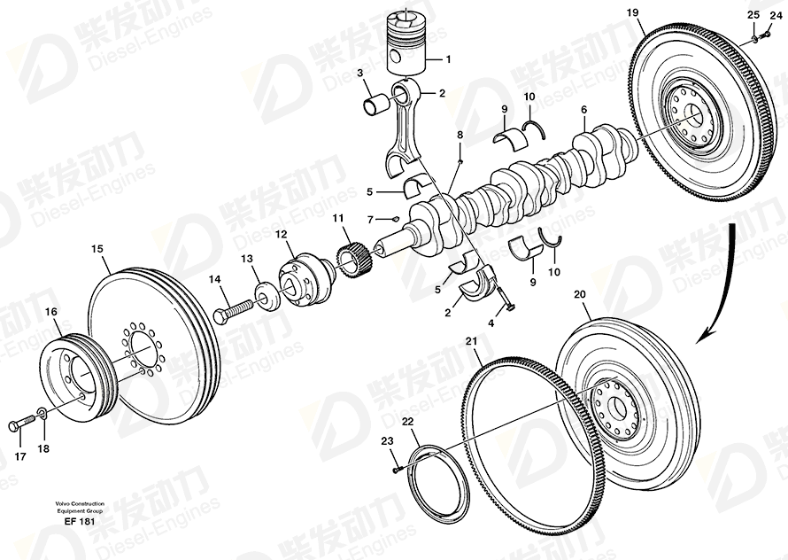 VOLVO V-belt pulley 468187 Drawing VOLVO V-belt pulley 468187 Drawing