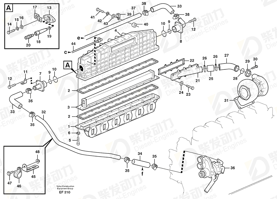 VOLVO Connection pipe 11033143 Drawing VOLVO Connection pipe 11033143 Drawing