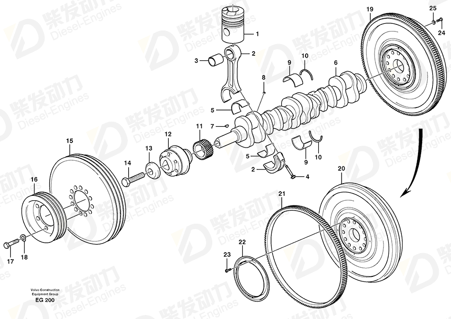 VOLVO Main bearing kit 270450 Drawing VOLVO Main bearing kit 270450 Drawing