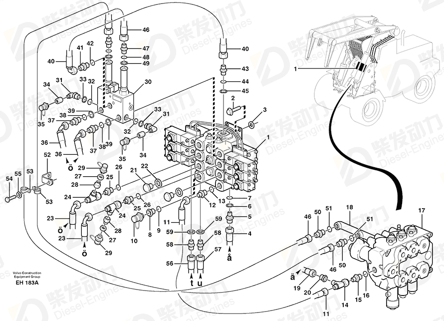 VOLVO Hose assembly 13933410 Drawing VOLVO Hose assembly 13933410 Drawing