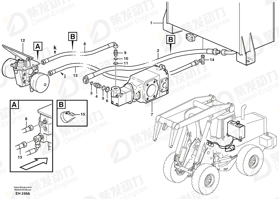 VOLVO Hose assembly 931929 Drawing VOLVO Hose assembly 931929 Drawing