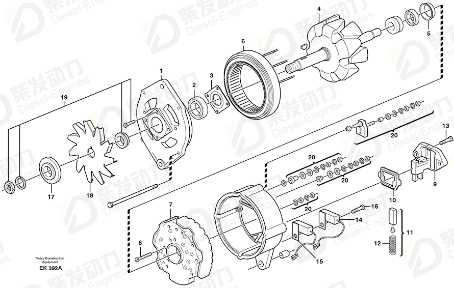 VOLVO Alternator 11170011 Drawing