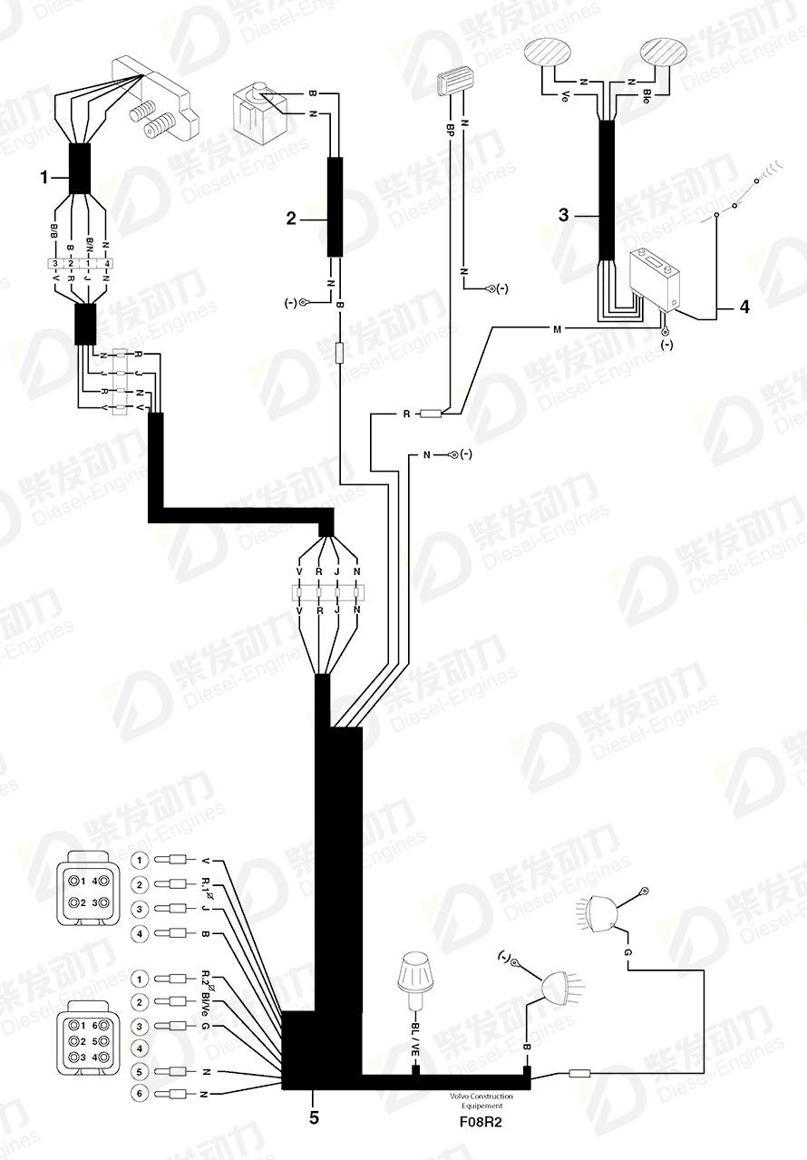 VOLVO Wire harness 7412521 Drawing VOLVO Wire harness 7412521 Drawing