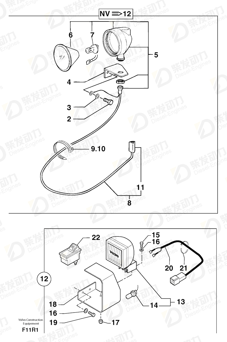 VOLVO Headlamp 5170048 Drawing