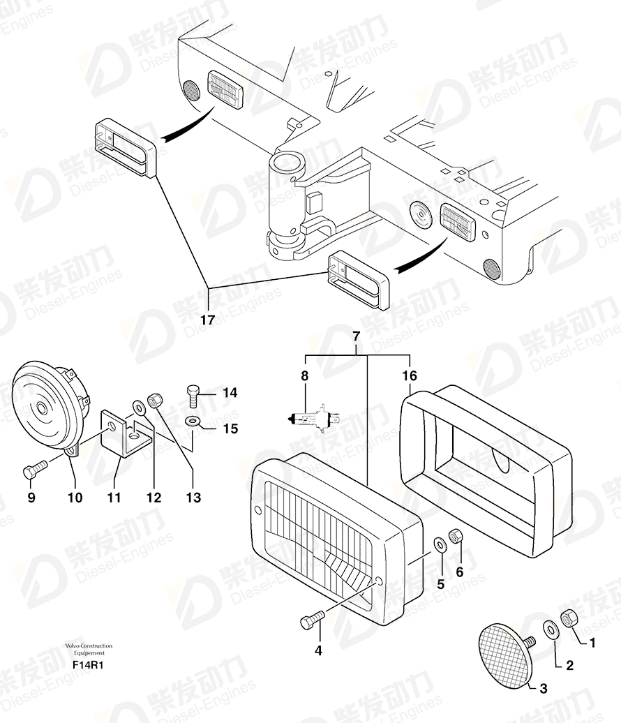 VOLVO Headlamp 5170076 Drawing