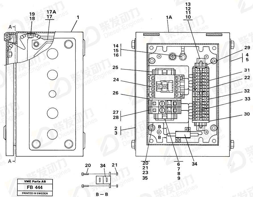 VOLVO Electric cable, 5 sq mm brown 954444 Drawing