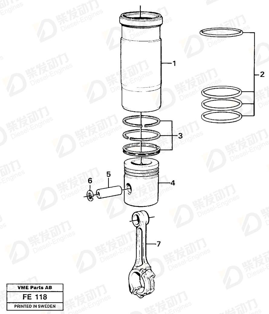 VOLVO Gudgeon pin 479875 Drawing VOLVO Gudgeon pin 479875 Drawing