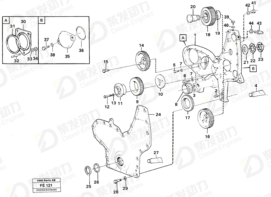 VOLVO Timing gear casing 470646 Drawing