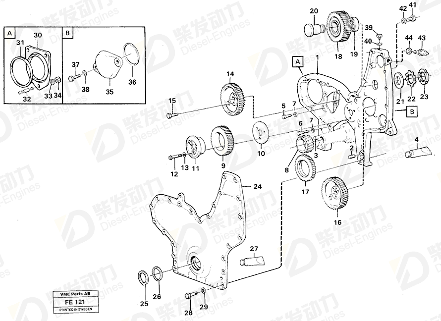 VOLVO Timing gear casing 470646 Drawing VOLVO Timing gear casing 470646 Drawing