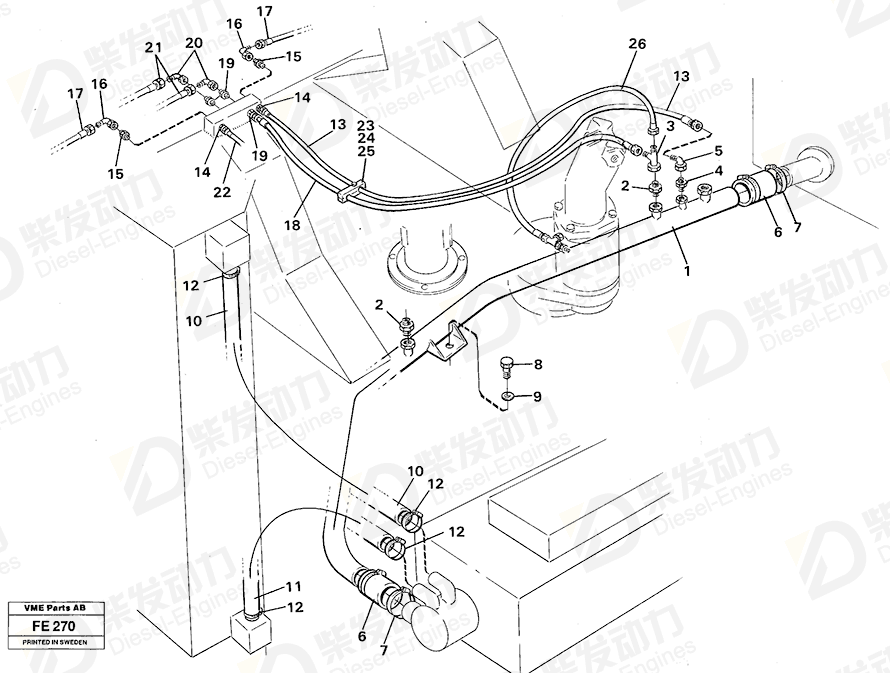 VOLVO Hose clamp 14261827 Drawing