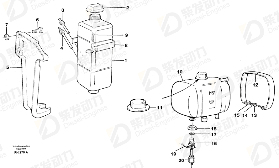 VOLVO Expansion tank 11033385 Drawing VOLVO Expansion tank 11033385 Drawing