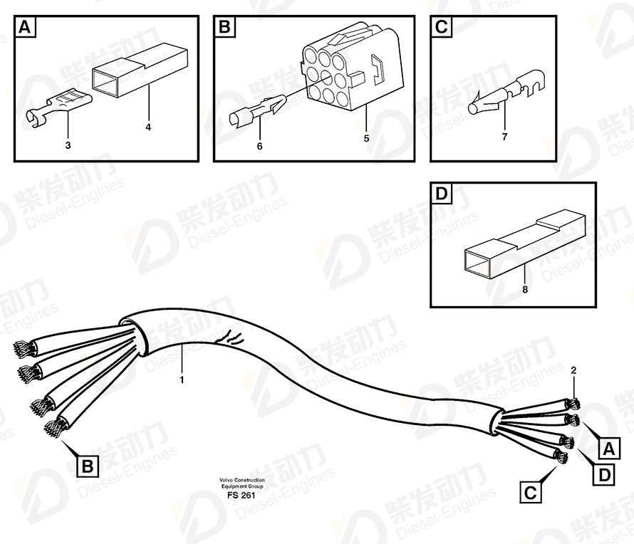 VOLVO Electric cable 970572 Drawing