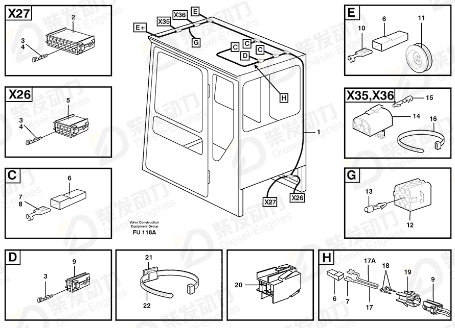 VOLVO Electric cable 970670 Drawing