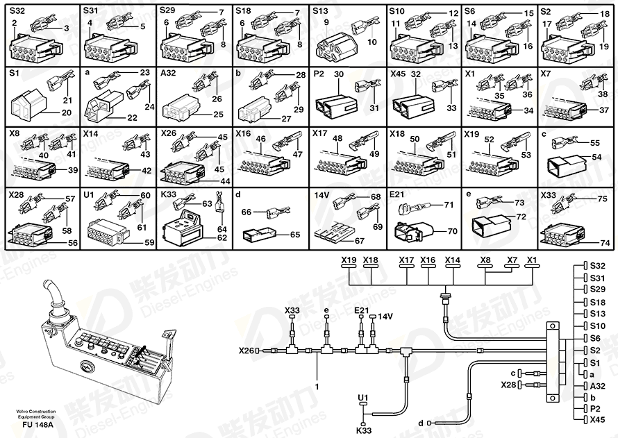 VOLVO Receptacle housing 11039330 Drawing VOLVO Receptacle housing 11039330 Drawing