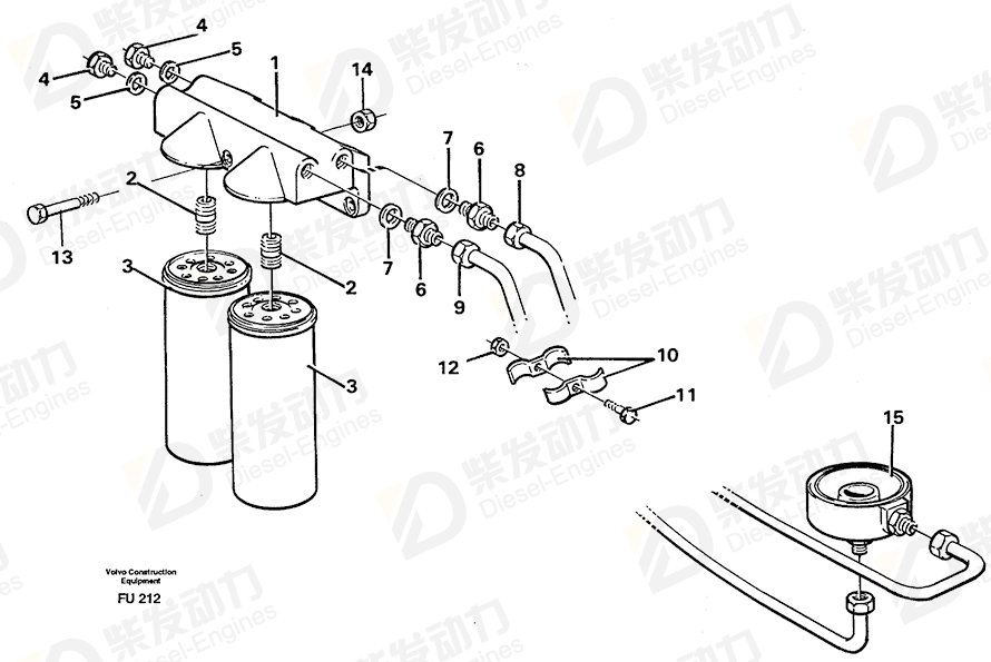 VOLVO Oil filter housing 11031901 Drawing