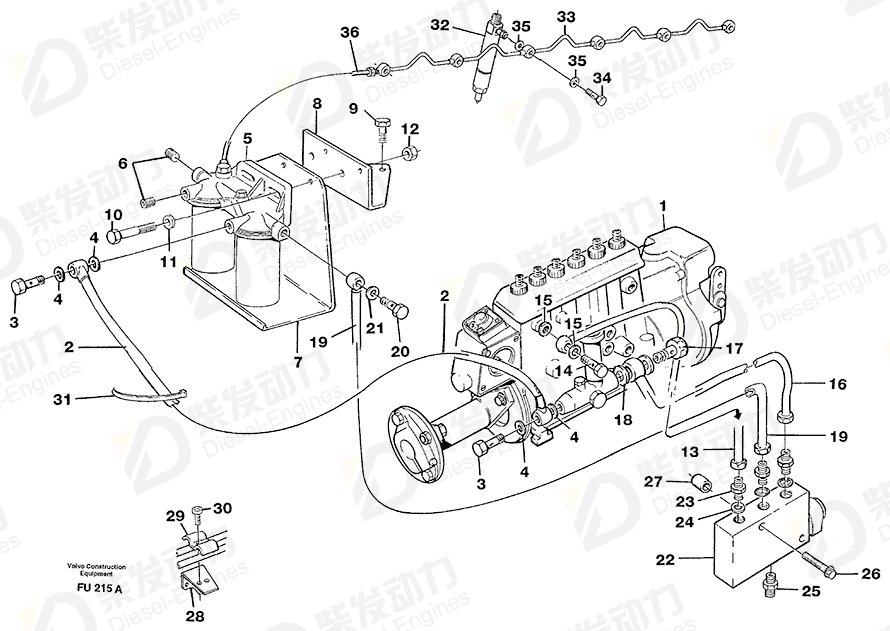 VOLVO Leak-off pipe 1545081 Drawing