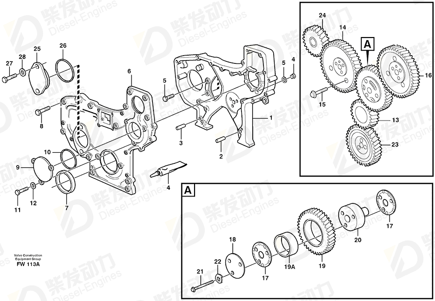 VOLVO Timing gear casing 471505 Drawing