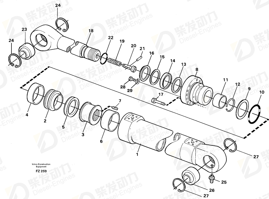 VOLVO Piston rod seal 4784048 Drawing