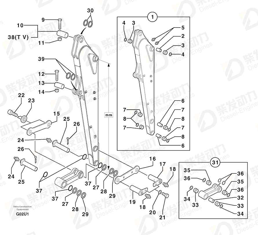 VOLVO Clevis pin 3750012 Drawing