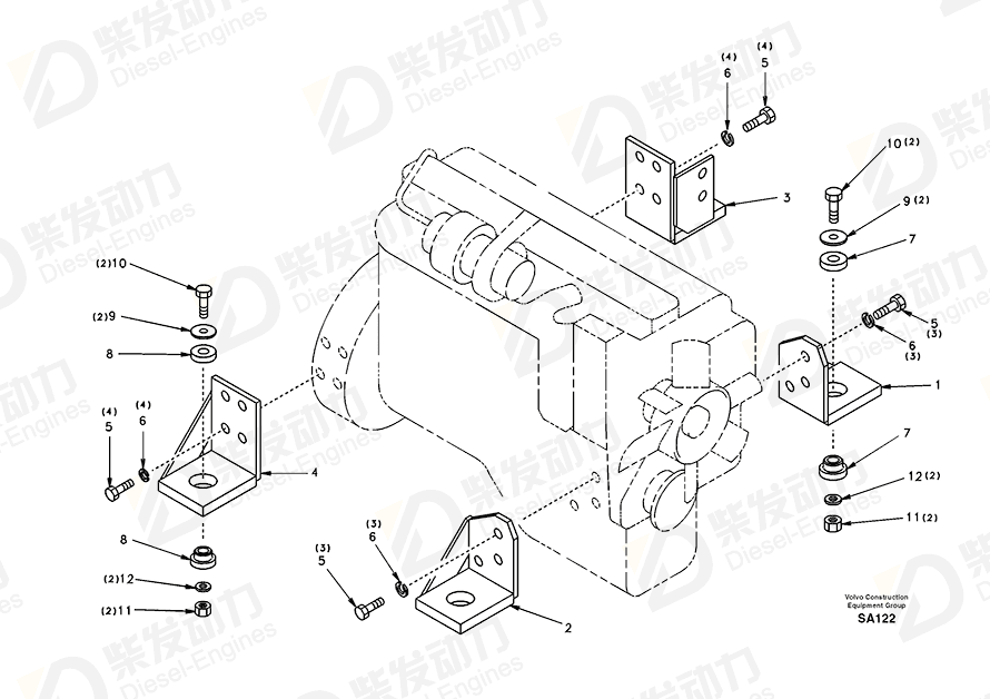 VOLVO Bracket SA1112-00020 Drawing VOLVO Bracket SA1112-00020 Drawing